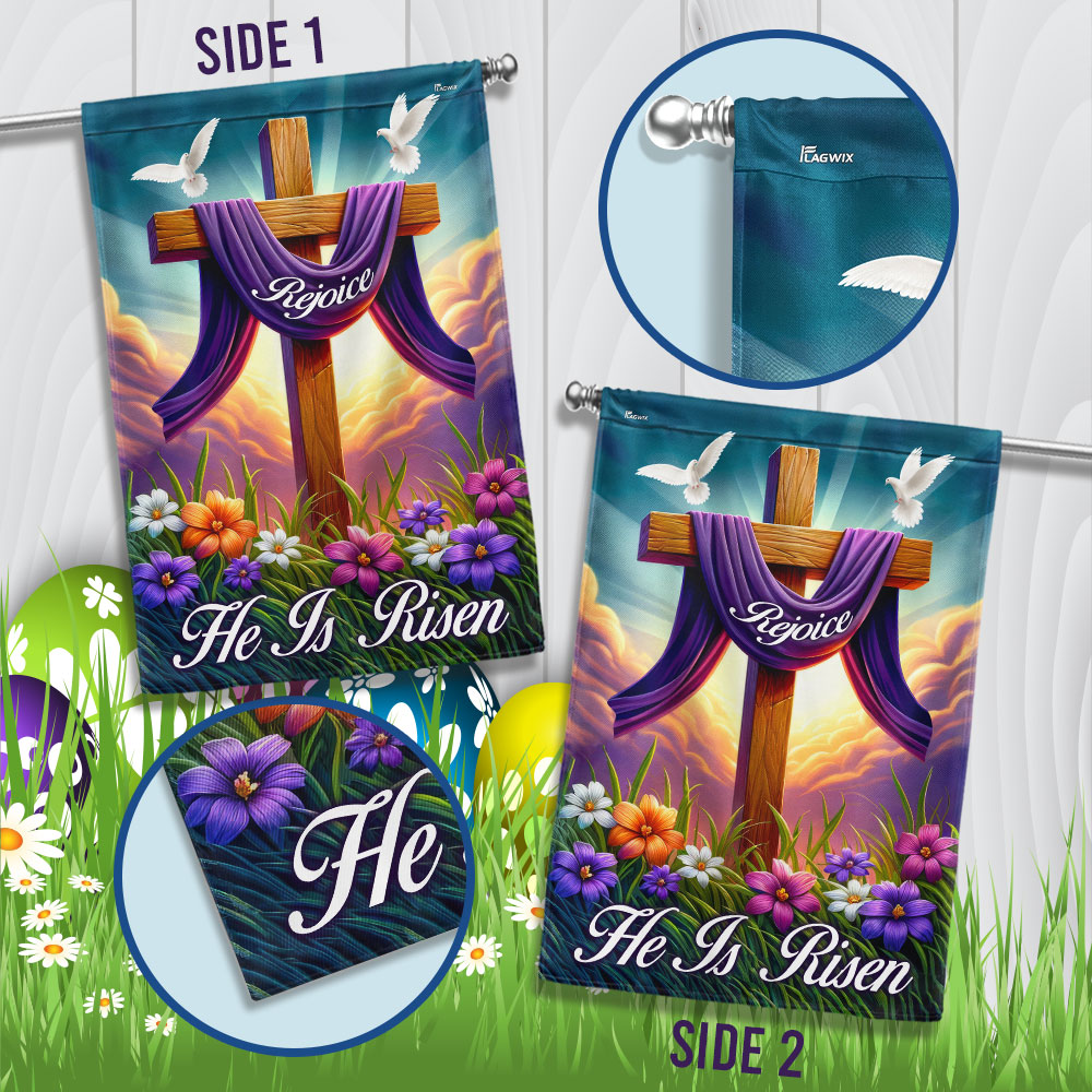 Easter Cross He Is Risen Resurrection of Jesus Christian Cross Flag