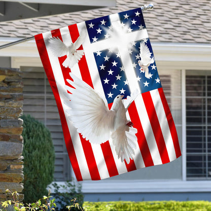 Peace Dove Christian Cross American Flag