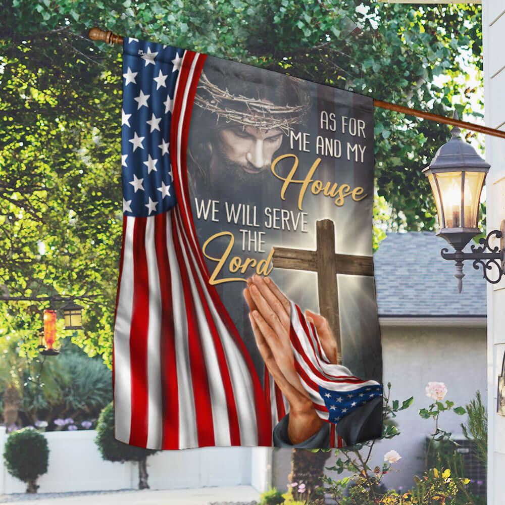 Christian Jesus We Will Serve The Lord American Flag