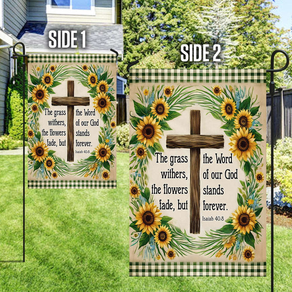 Bible Verse Christian Flag The Word Of Our God Stands Forever Flower Garden House Flag