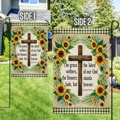 Bible Verse Christian Flag The Word Of Our God Stands Forever Flower Garden House Flag