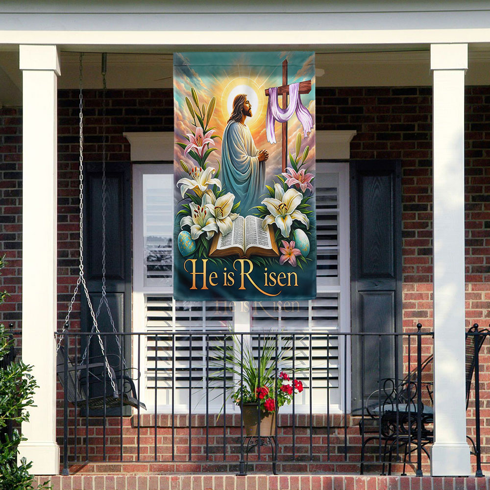 FLAGWIX  Christian Cross Jesus Easter Day He Is Risen Flag