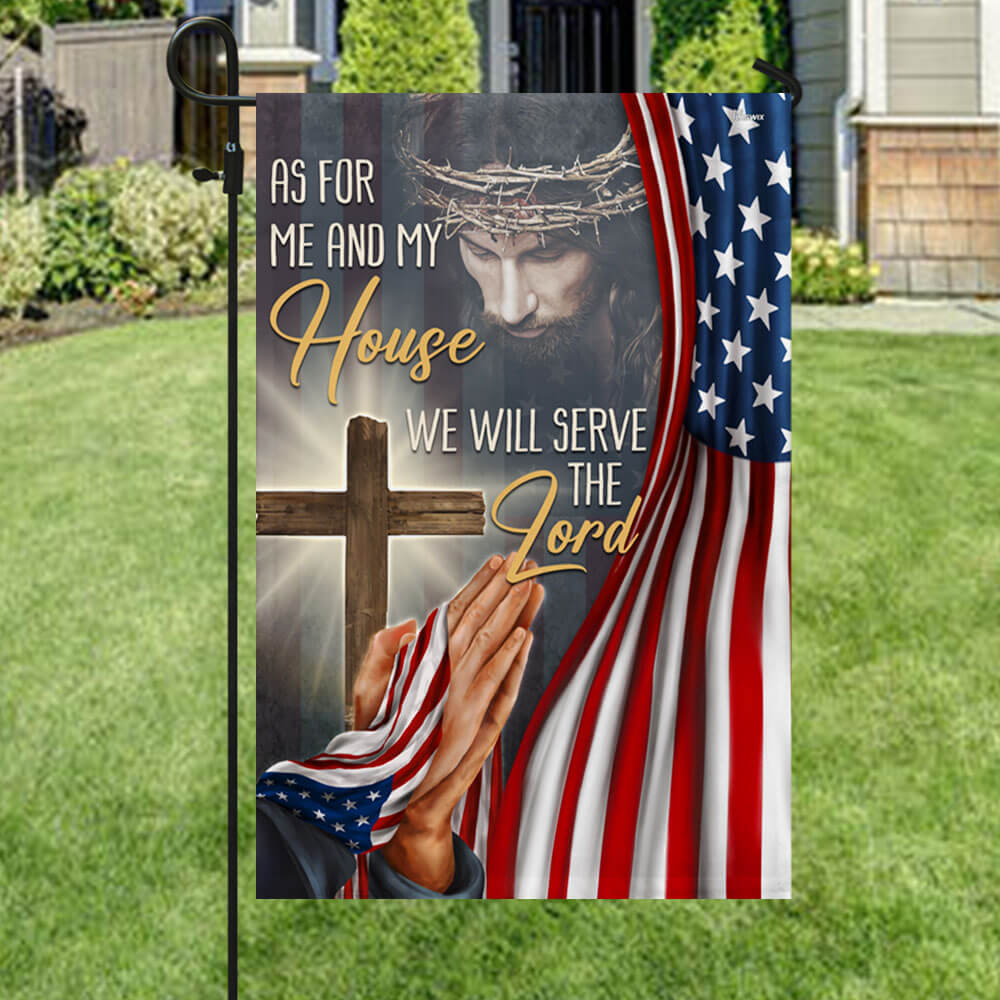 Christian Jesus We Will Serve The Lord American Flag