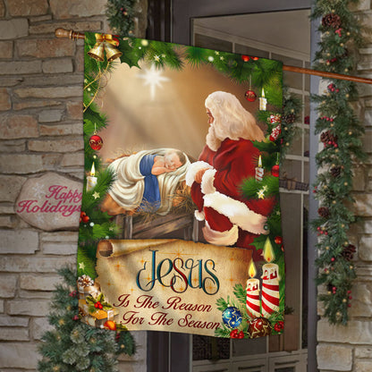 Jesus Flag Santa Claus Jesus Is The Reason For Christmas Season Flag