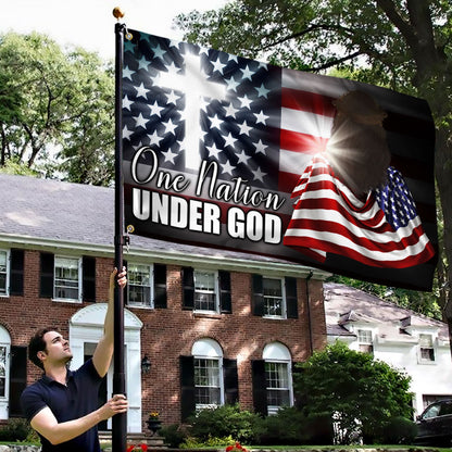 Christian Cross American Grommet Flag One Nation Under God