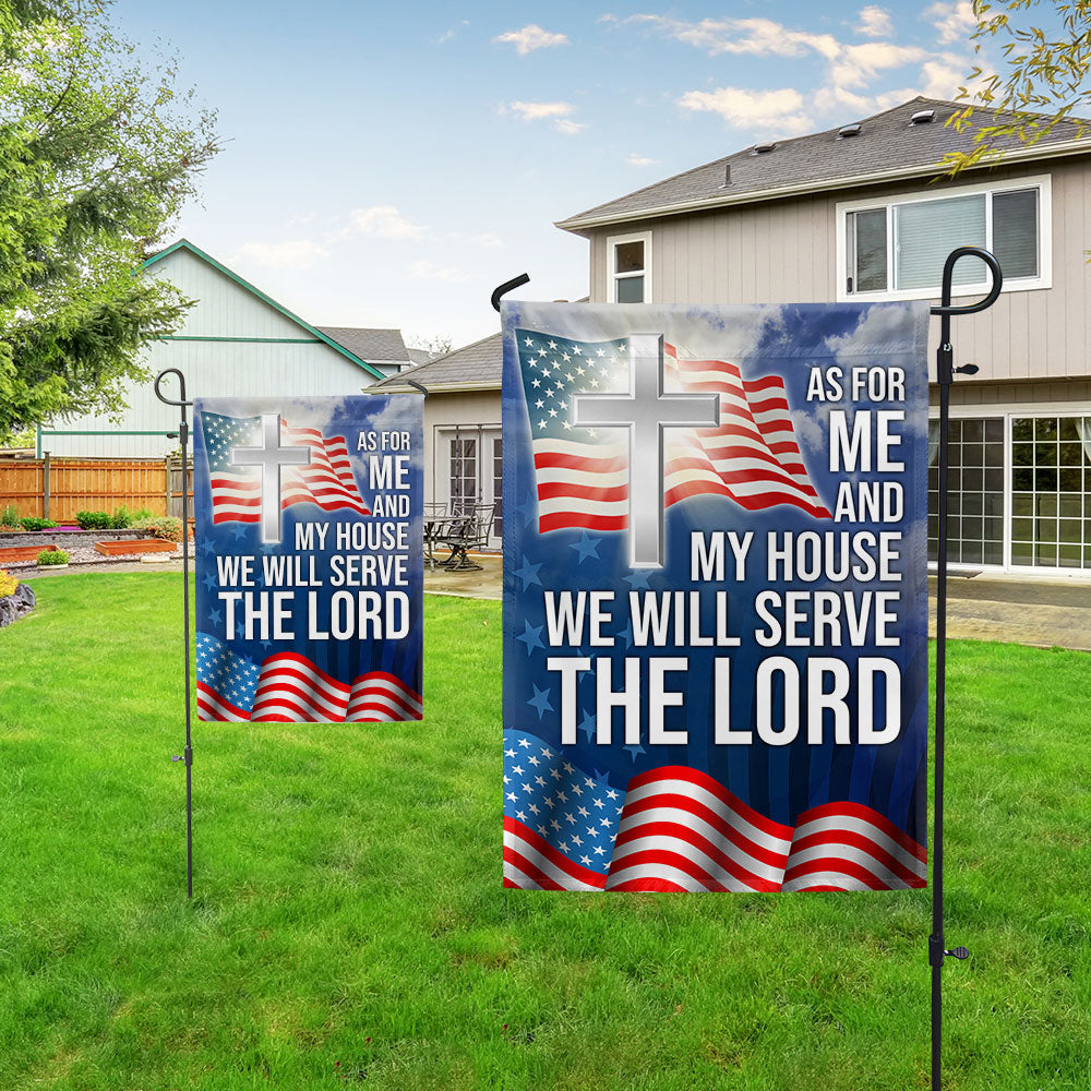 Christian Cross As For Me And My House We Will Serve The Lord Flag