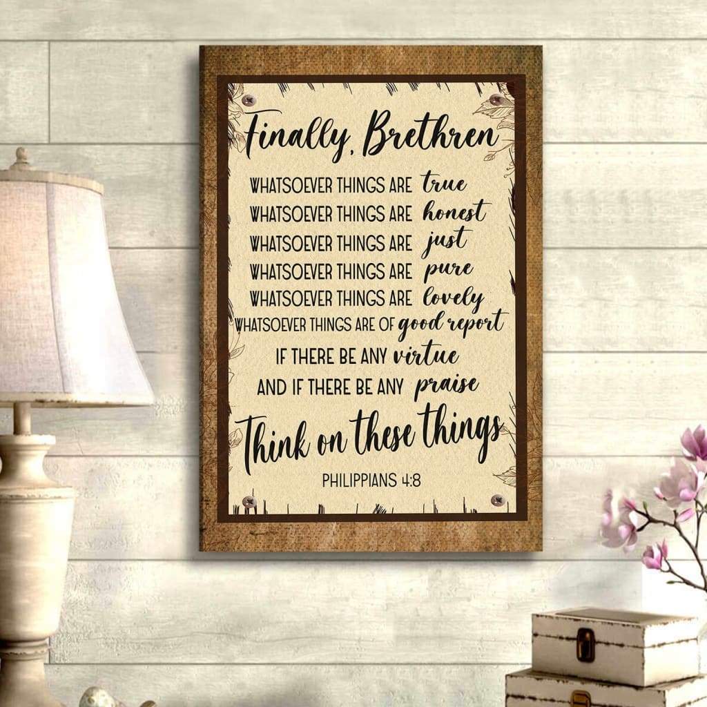 Whatsoever Things Are True Philippians 4:8 Bible Verse Wall Art Canvas