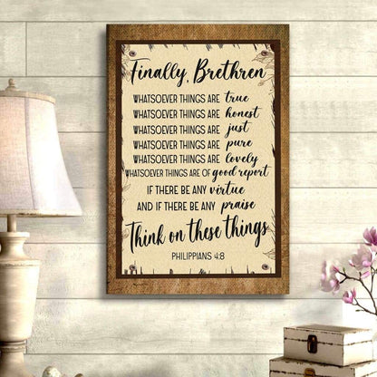 Whatsoever Things Are True Philippians 4:8 Bible Verse Wall Art Canvas