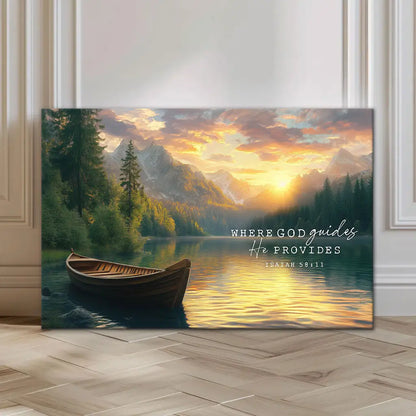 Where God Guides He Provides Isaiah 58:11 Wall Art Canvas