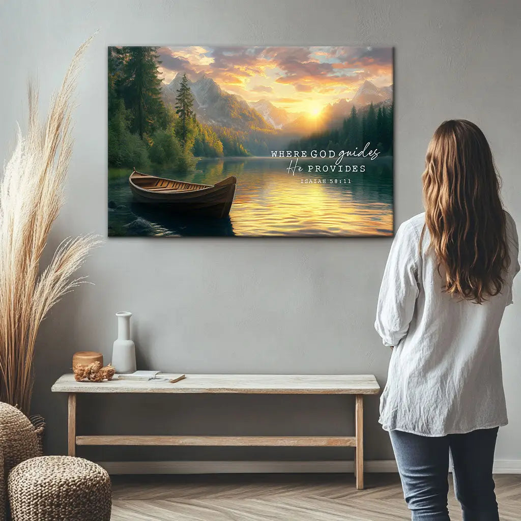 Where God Guides He Provides Isaiah 58:11 Wall Art Canvas
