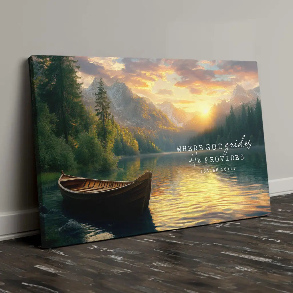 Where God Guides He Provides Isaiah 58:11 Wall Art Canvas
