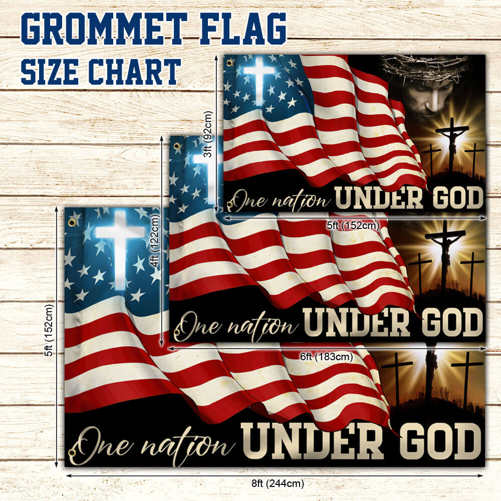 Flagwix American Flag - One Nation Under God, Jesus Christian Patriotic American Grommet Flag