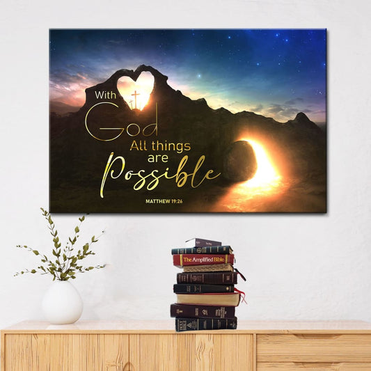 Christian Easter Gifts - With God All Things Are Possible Wall Art Canvas