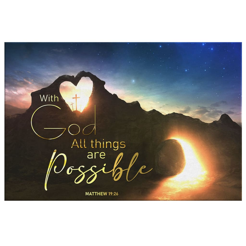 Christian Easter Gifts - With God All Things Are Possible Wall Art Canvas