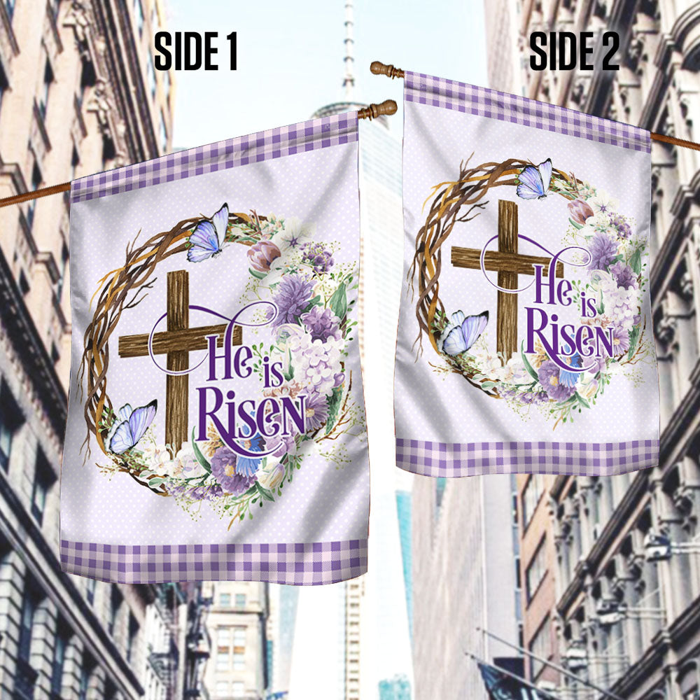 Easter Cross He Is Risen Flag