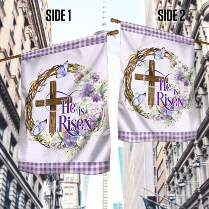 Easter Cross He Is Risen Flag