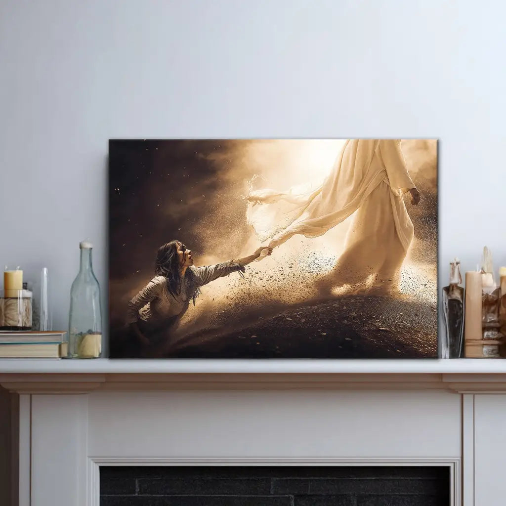 Woman Touches the Hem of Jesus’ Garment Christian Wall Art Canvas