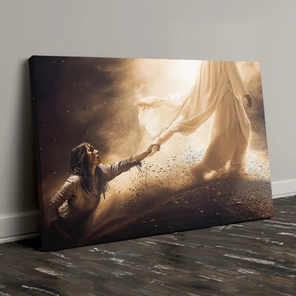 Woman Touches the Hem of Jesus’ Garment Christian Wall Art Canvas