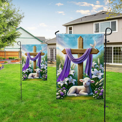 FLAGWIX  Easter Day Lamb Purple Cloth on Cross Flag