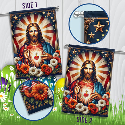 FLAGWIX Sacred Heart of Jesus Religious American Flag
