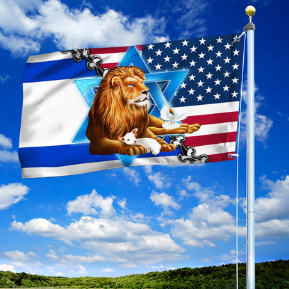 Jewish Israel, Lion Of Judah Israel American Grommet Flag