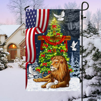 Jesus Christ Cross Lion of Judah Christmas Tree Flag