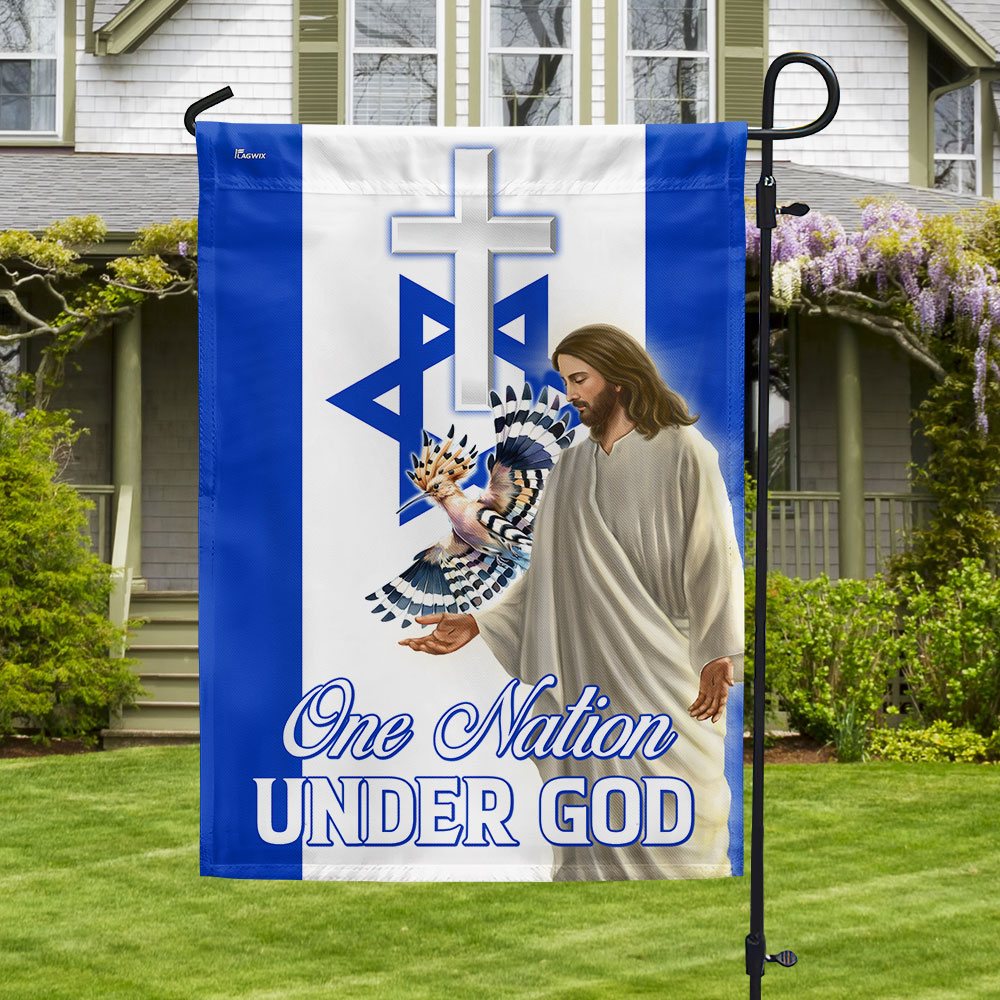 One Nation Under God Israel Jesus Christ Hoopoes Bird Flag