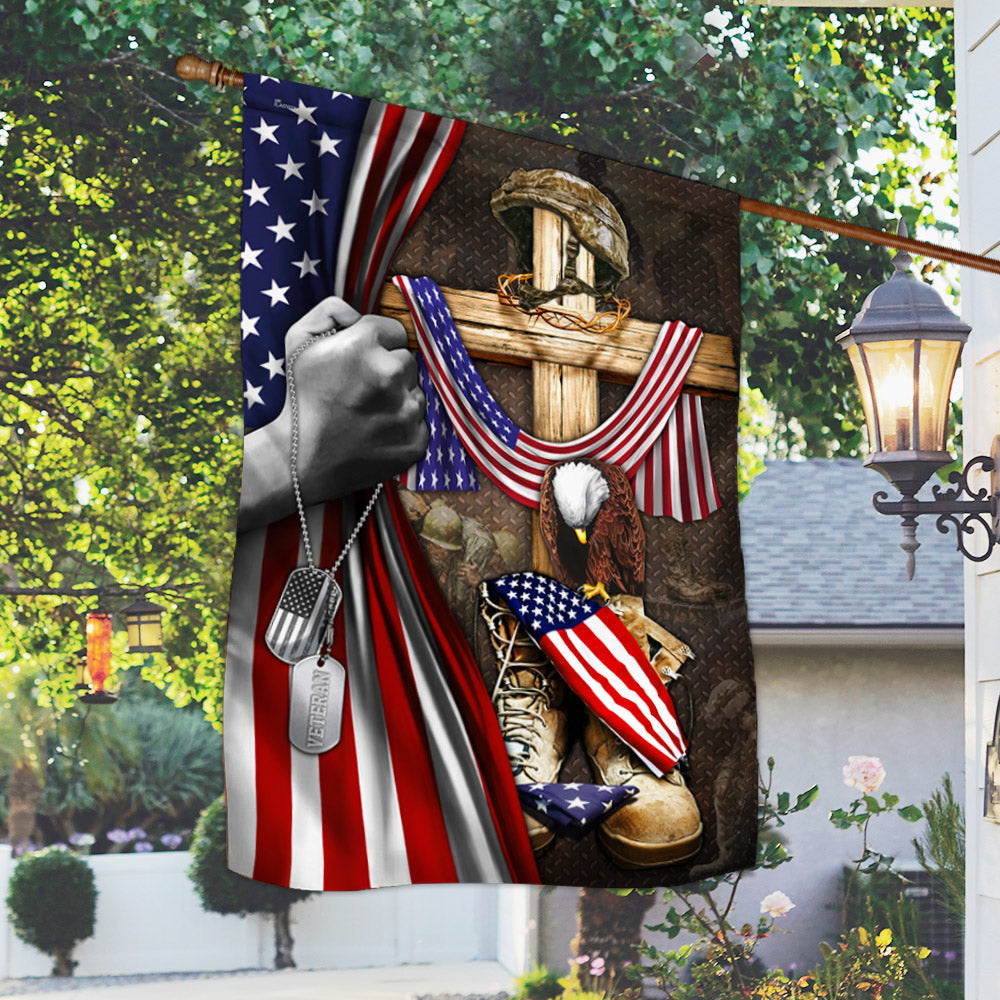 Flagwix American Flag - U.S. Veteran. Christian Cross American Patriot Memorial Flag
