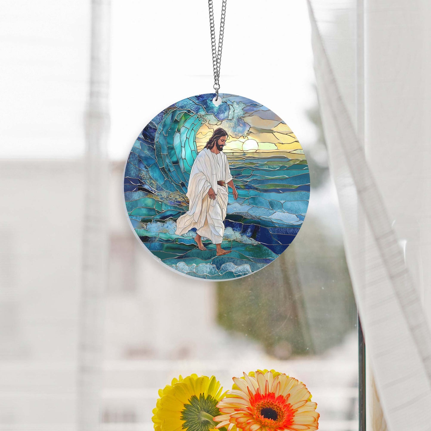 Jesus Walks on Water Suncatcher Acrylic Hanging