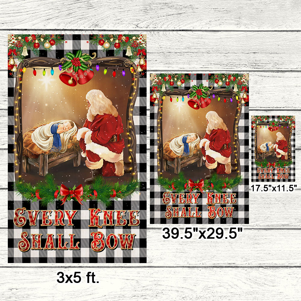 Christian Christmas Santa Claus Every Knee Shall Bow Flag