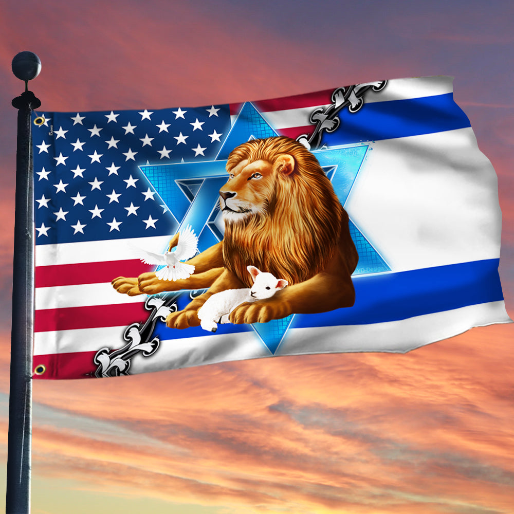 Jewish Israel, Lion Of Judah Israel American Grommet Flag