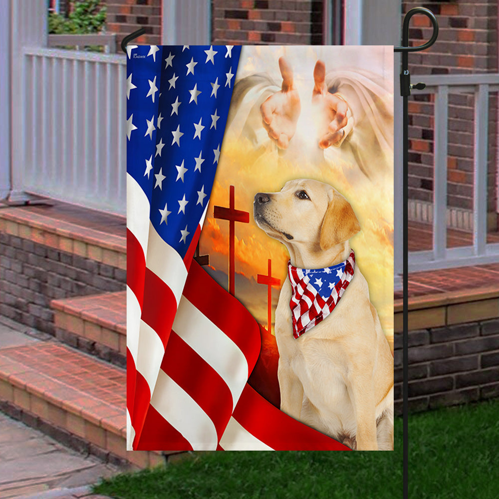 Yellow Lab Flag Labrador Retriever dog And Jesus US Flag