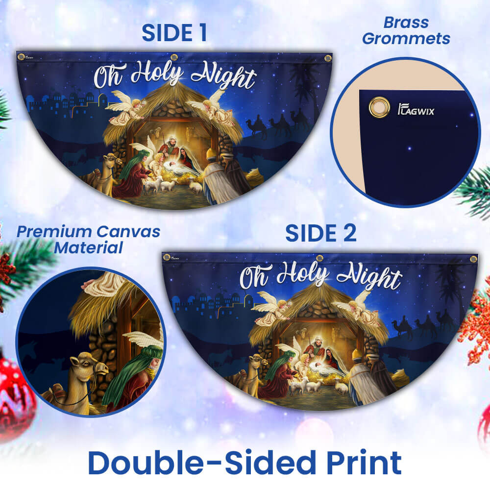Nativity Of Jesus Christmas Fan Flag Holy Night Christmas Non-Pleated Fan Flag