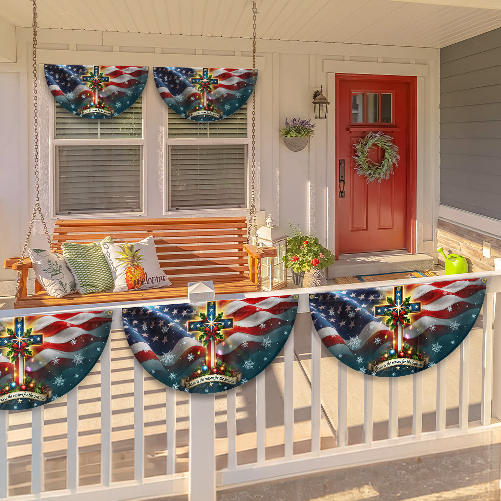 Christian Cross Christmas Jesus Is The Reason For The Season Non-Pleated Fan Flag  3-Day Shipping