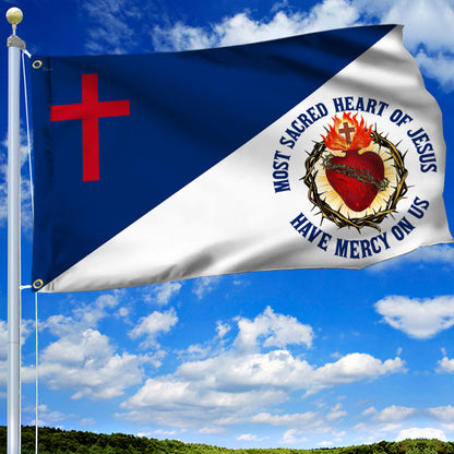 Sacred Heart Of Jesus Have Mercy On Us, Catholic Jesus Christian Grommet Flag