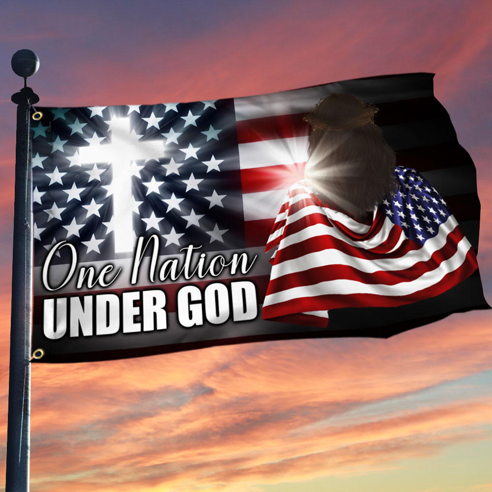 Christian Cross American Grommet Flag One Nation Under God