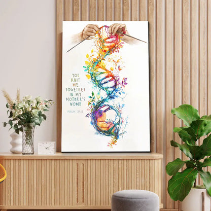 You Knit Me Together In My Mother's Womb, Christian Artwork, Psalm 139:13 Wall Art Canvas