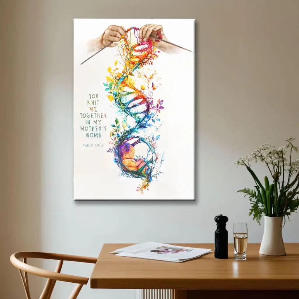 You Knit Me Together In My Mother's Womb, Christian Artwork, Psalm 139:13 Wall Art Canvas