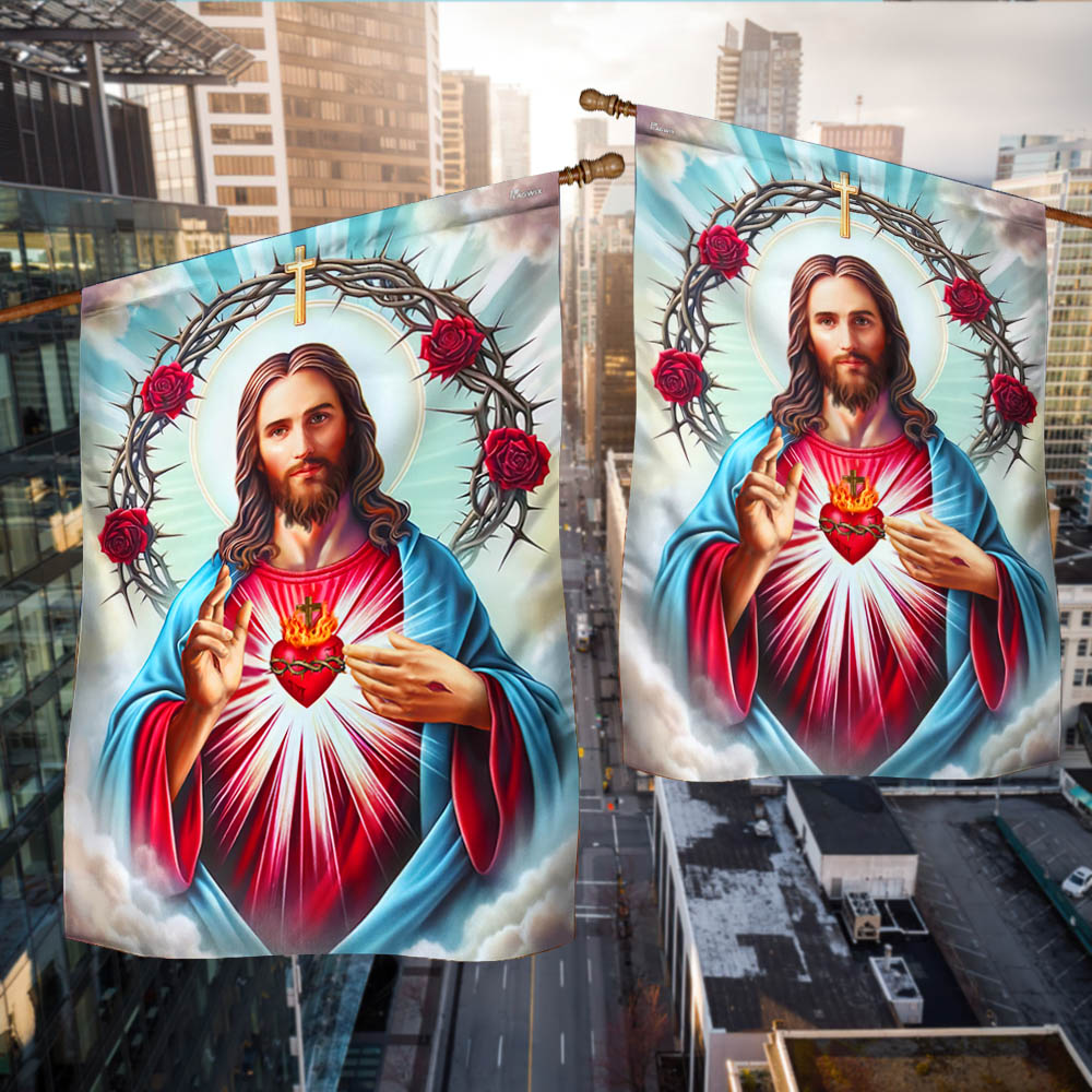 The Sacred Heart of Jesus Religious Flag