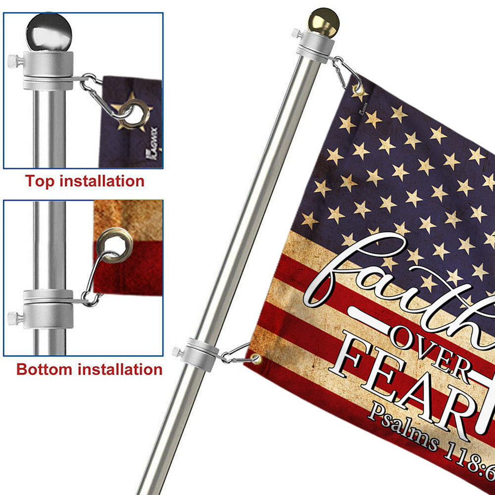Jesus. Christian Cross. Faith Over Fear American Flag