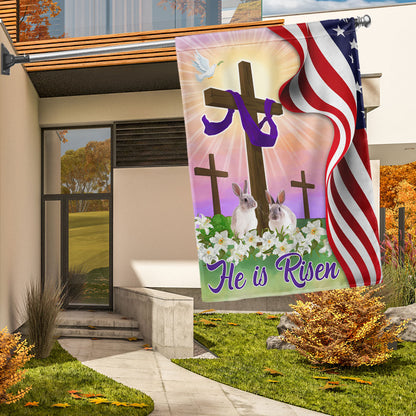 Easter Jesus Cross He Is Risen Flag