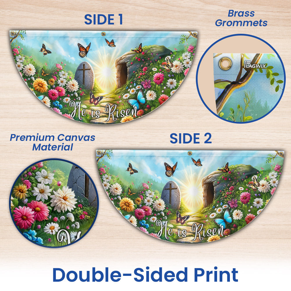 Resurrection of Jesus Easter Day He Is Risen Christian Non-Pleated Fan Flag