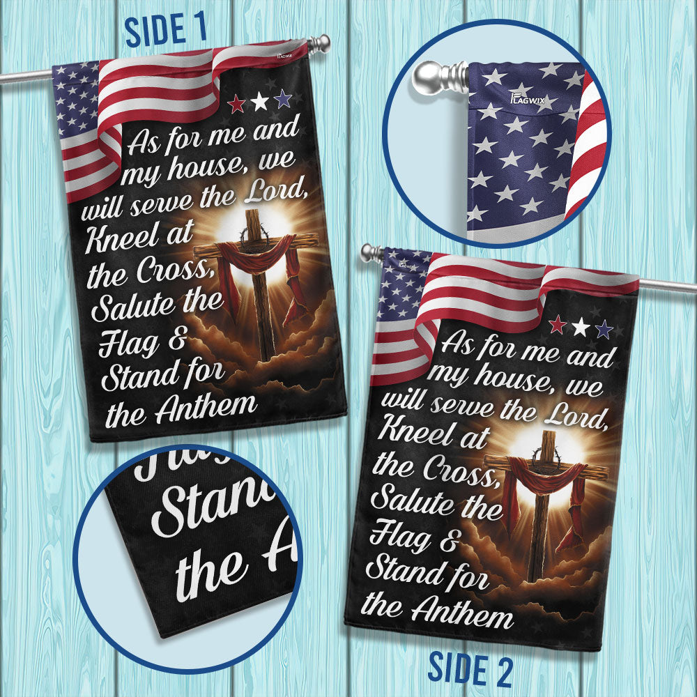 FLAGWIX  Jesus Cross American Flag As For Me And My House We Will Serve The Lord Flag 3-Day Shipping