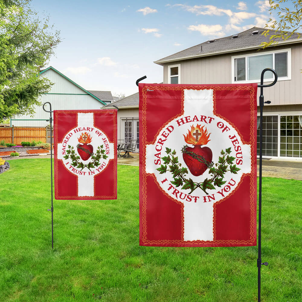Sacred Heart Of Jesus I Trust In You Christian Catholic Flag 3-Day Shipping