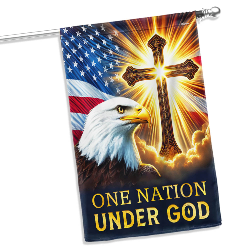 Eagle Patriot Christian Cross One Nation Under God Flag