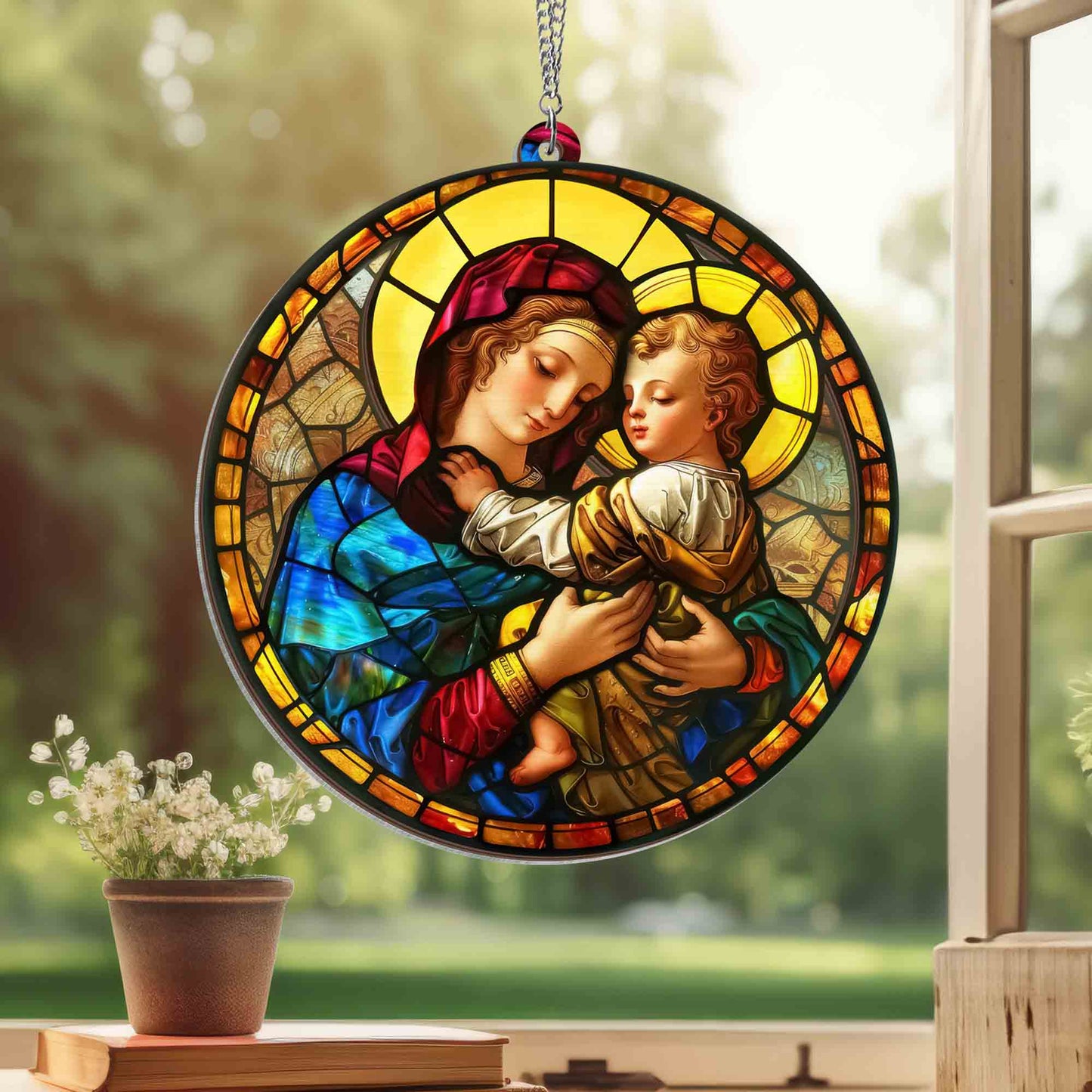 Mother Mary Mother Of Jesus 2 Layered Hanging Suncatcher