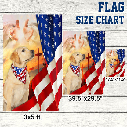 Yellow Lab Flag Labrador Retriever dog And Jesus US Flag