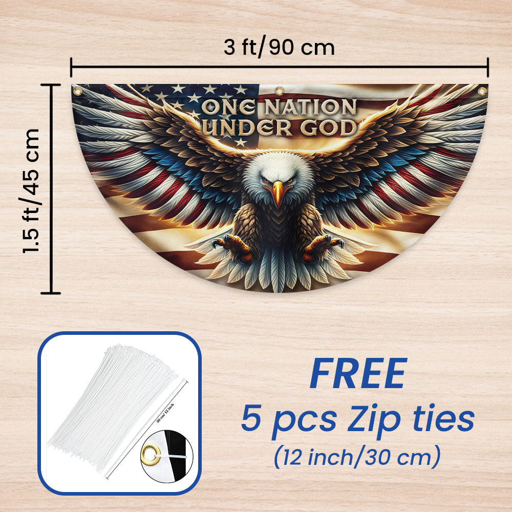 One Nation Under God Patriotic Eagle Non-Pleated Fan Flag