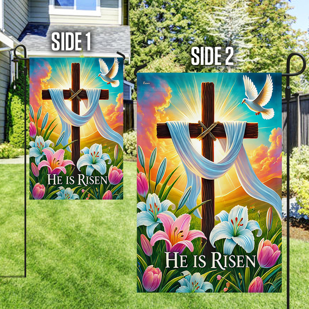 Easter Christian Cross Jesus He Is Risen Flag
