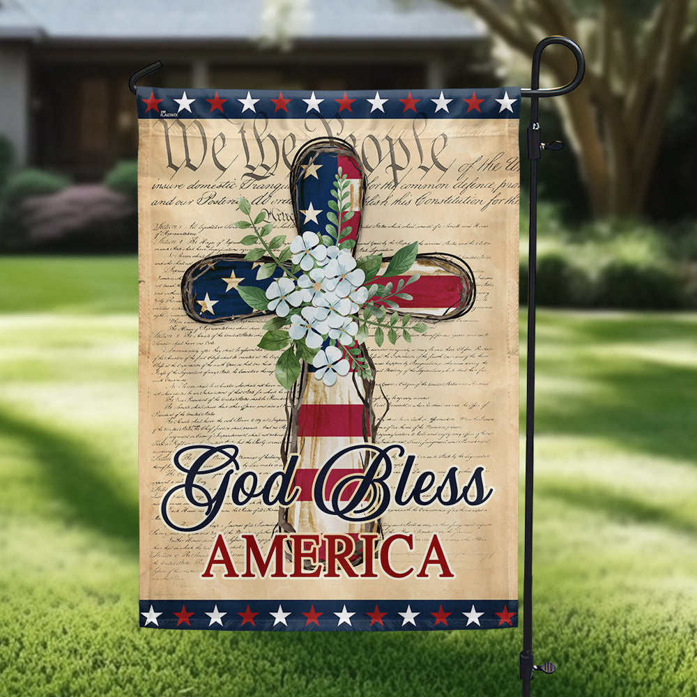 Flagwix American Flag - Patriotic God Bless America 4th of july Christian Cross Flag